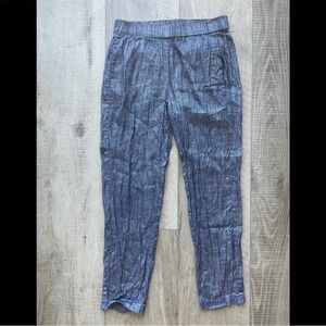 Theory Elastic Waist Linen Chambray Pants Size Small
